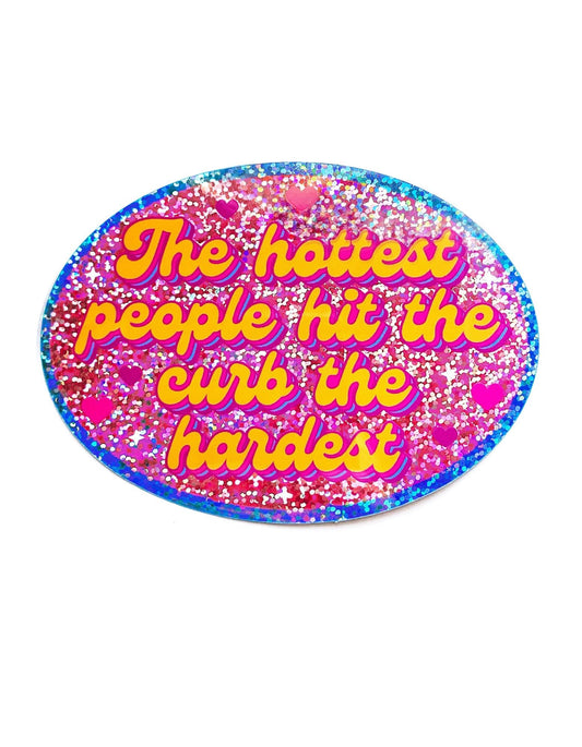 Holographic Glitter Oval Sticker – Hit the Curb Hardest Sticker