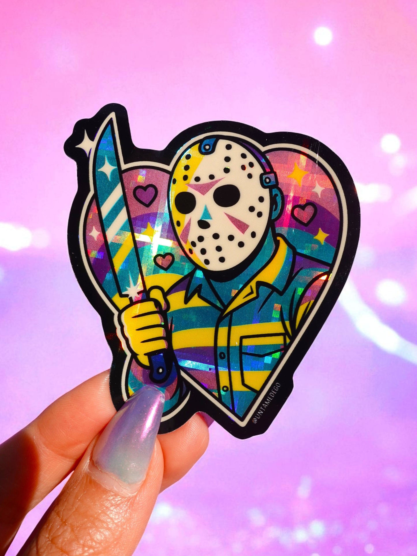 Jason Killer Rainbow Heart Vinyl Sticker