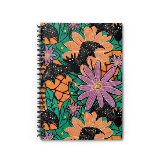 Blooms & Bats Spiral Notebook - Ruled Line