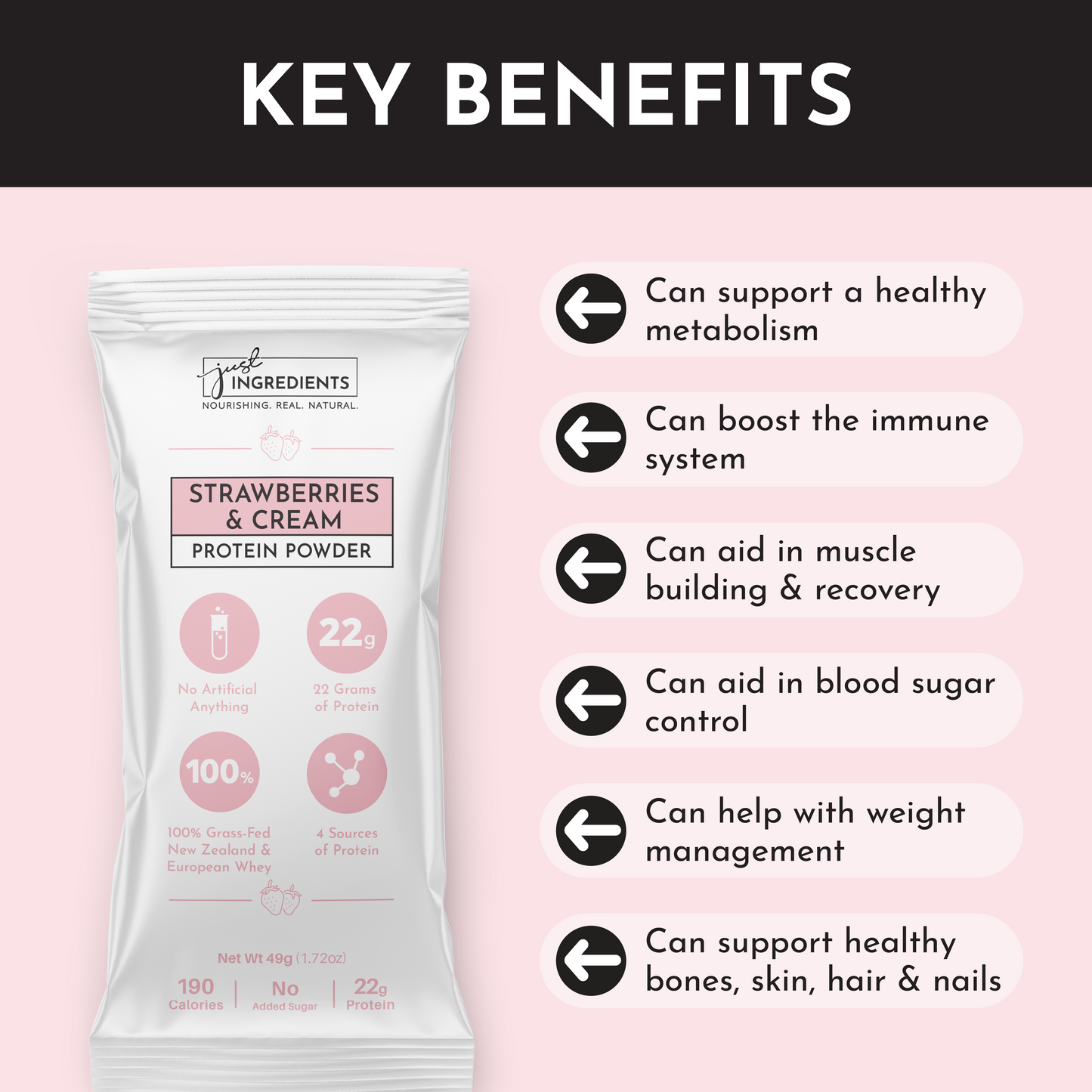 Strawberries & Cream Protein Powder Stick