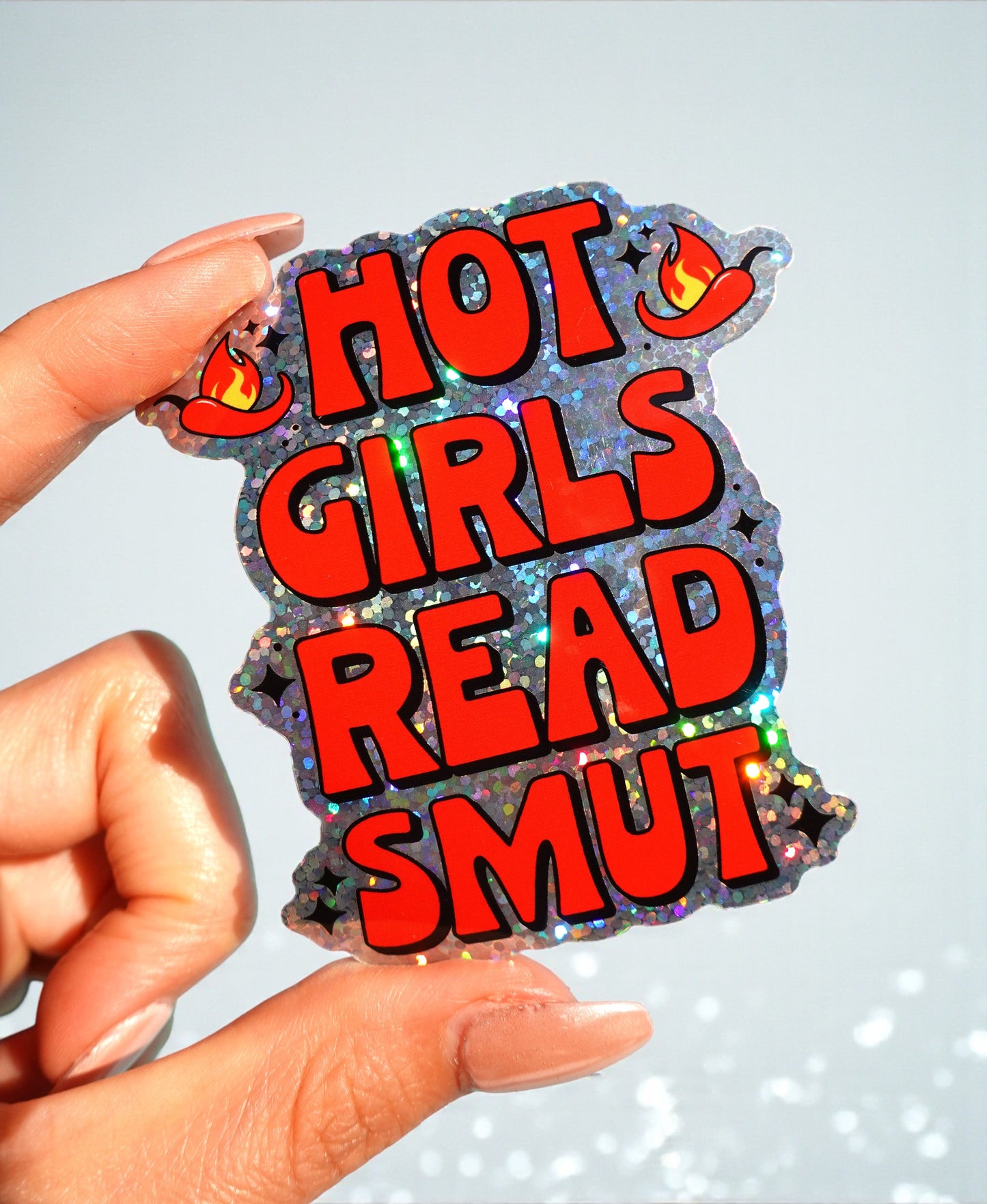 Hot Girls Read Smut Sticker – Funny Bookish Glitter Vinyl Sticker
