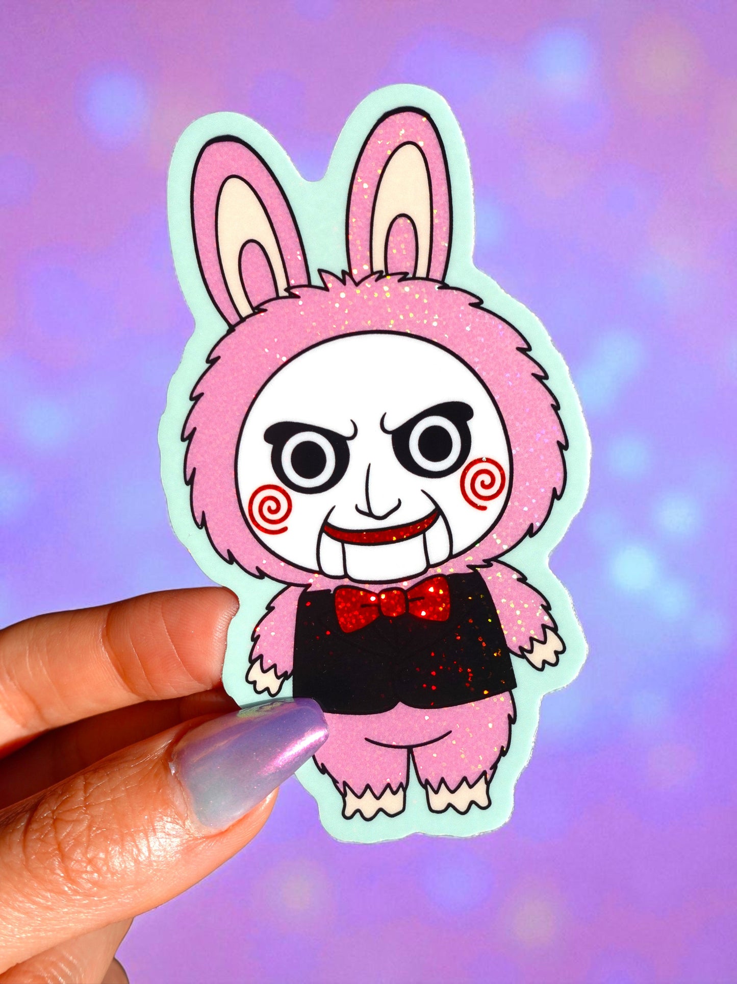 Puppet Bunny Glitter Monster Vinyl Sticker