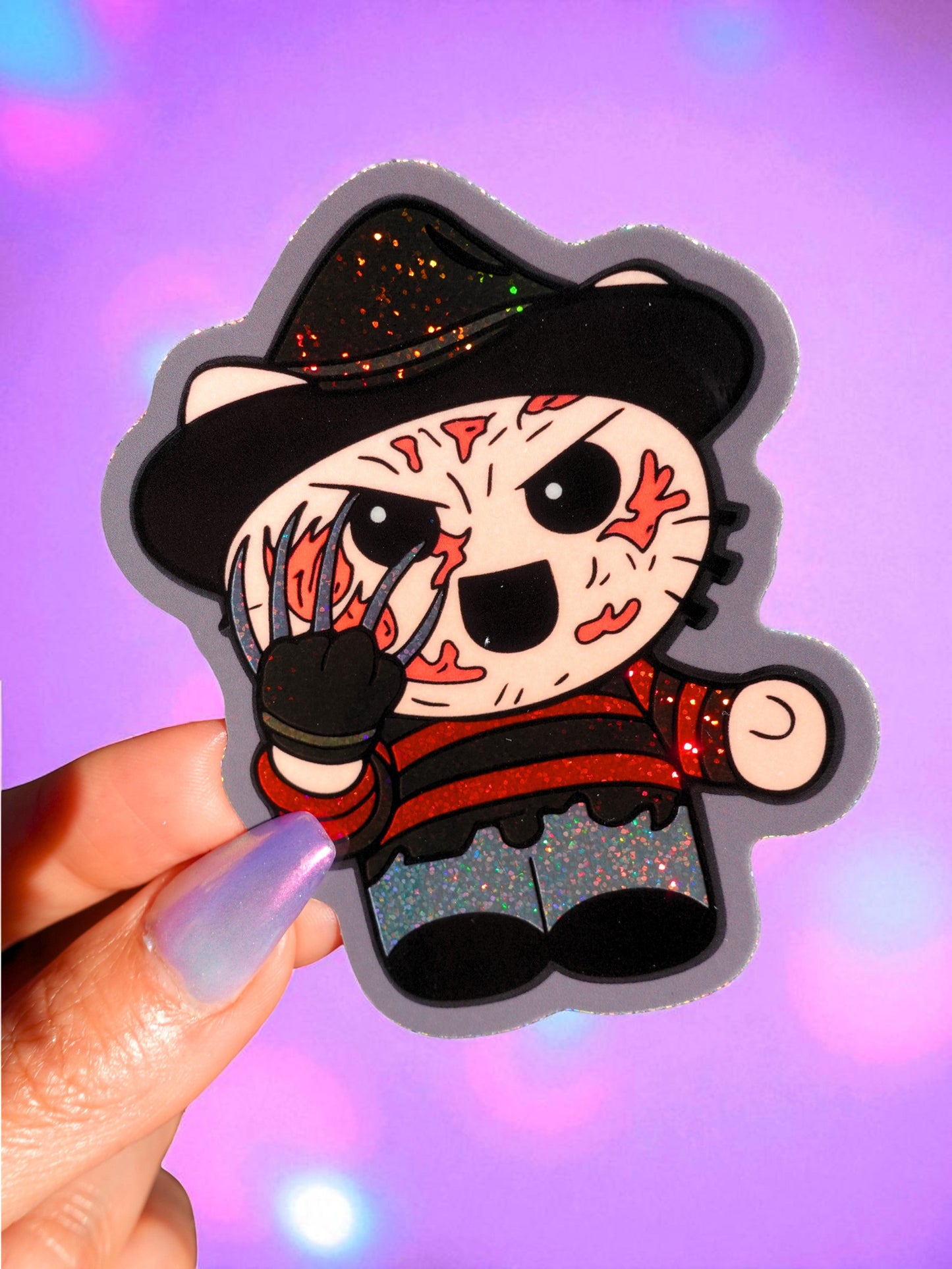Freddy Monster Glitter Halloween Chibi Vinyl Sticker