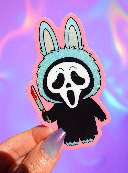 Ghost Mask Bunny Halloween Horror Monster Glitter Vinyl Sticker