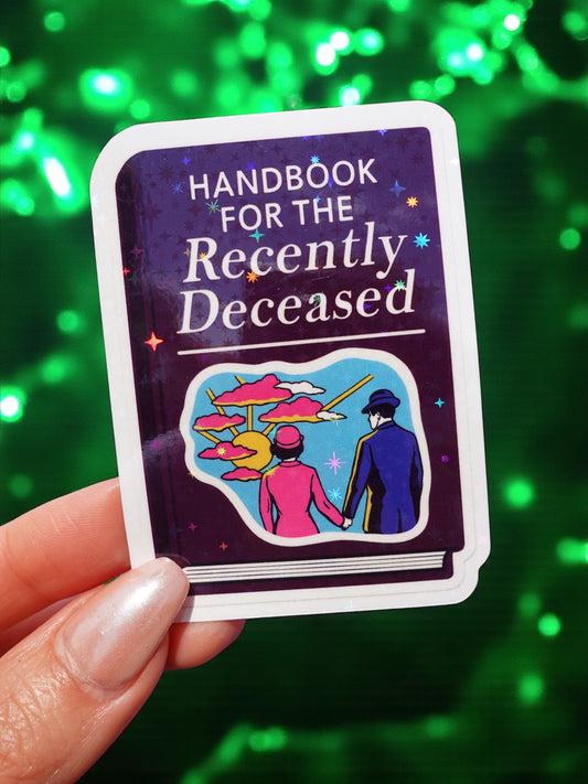 Handbook for the Recently Deceased Sticker – Gothic Glitter Vinyl Sticker