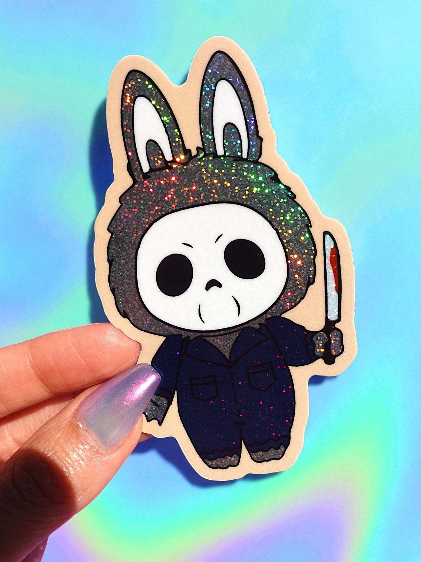 Michael Bunny Sticker – Cute Horror Glitter Monster Vinyl Sticker