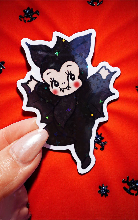 Vampire Bat Sticker – Cute Gothic Glitter Vinyl Sticker
